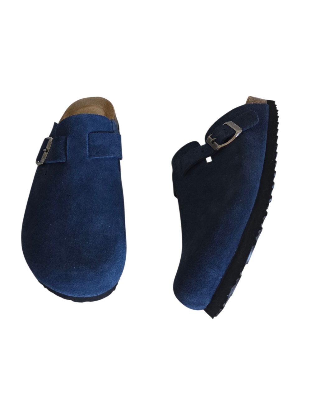 New 🤎 Emma New York Women's Nina Navy Suede Leather Cork Footbed Clogs - Picture 10 of 16